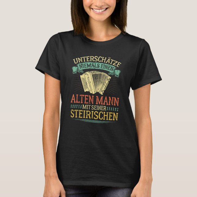 Old man with Styrian harmonica  squeezing T-Shirt (Front)