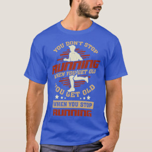 Old Man Woman Running Marathon Runner Gift  T-Shirt