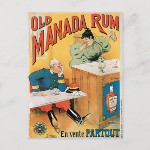 Old Manada Rum Vintage Drink Ad Art Postcard