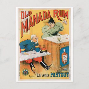 Old Manada Rum Vintage Drink Ad Art Postcard