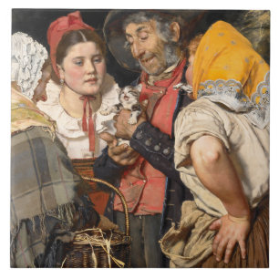 Old Man's Treasure (The Cat) (by Karl Gussow) Ceramic Tile