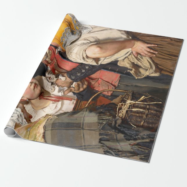 Old Man's Treasure (The Cat) (by Karl Gussow) Wrapping Paper (Unrolled)