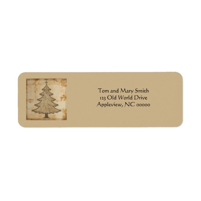 Old Map Christmas Tree  Return Address Label (Front)