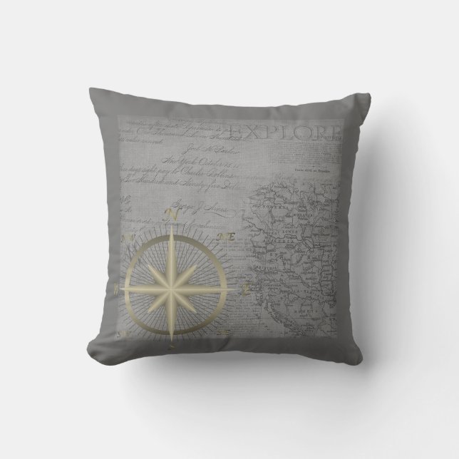 Old Map Cushion (Front)