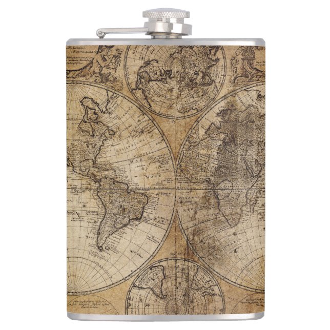 old map hip flask (Front)