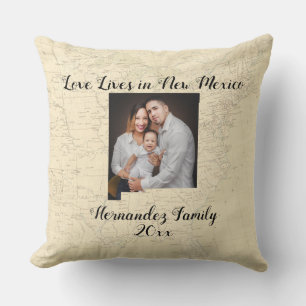 Old Map Love Lives In New Mexico State Photo Cushion