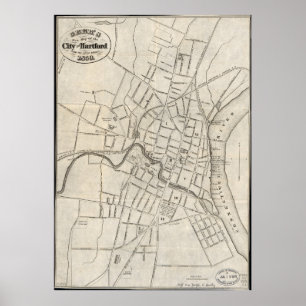 Old Map of Hartford, Connecticut (1859) Poster