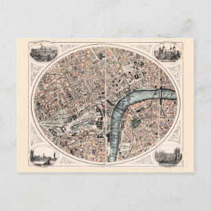 Old Map of London Postcard