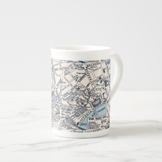 Old Map of London's West End Bone China Mug (Front Right)