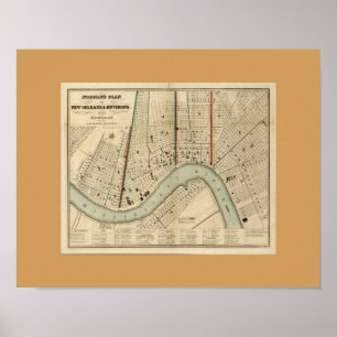 Old Map of New Orleans, LA Poster