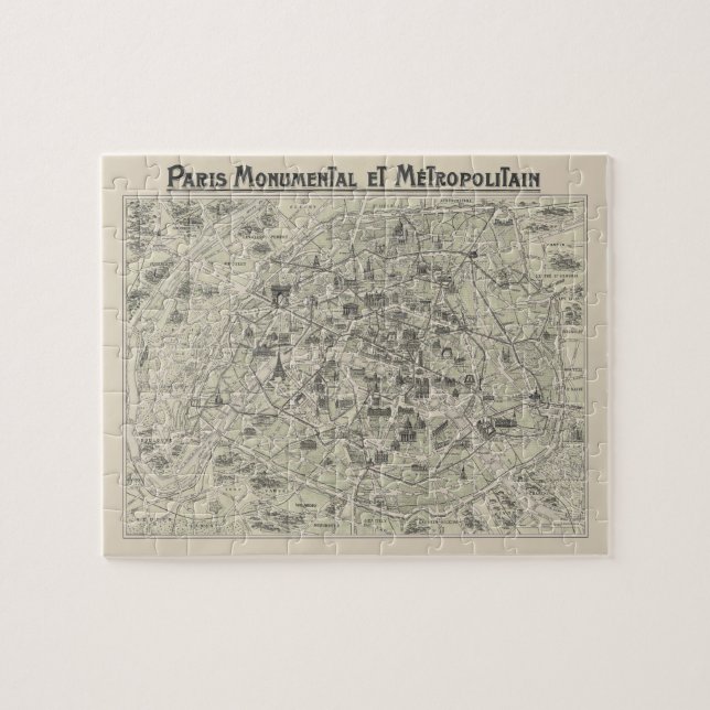 Old Map Of Paris Jigsaw Puzzle (Horizontal)