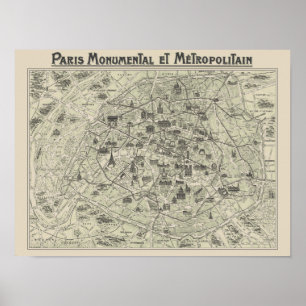Old Map Of Paris Poster