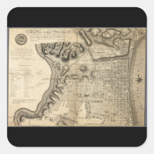 Old Map of Philadelphia Pennsylvania from 1796 Square Sticker