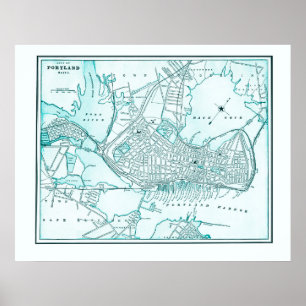 Old Map of Portland, Maine from 1898 Poster