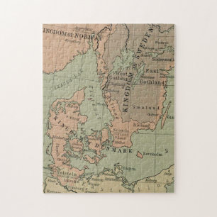 Old map of Sweden, Denmark and Norway Jigsaw Puzzle