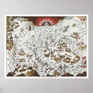 Old map of the north pole poster
