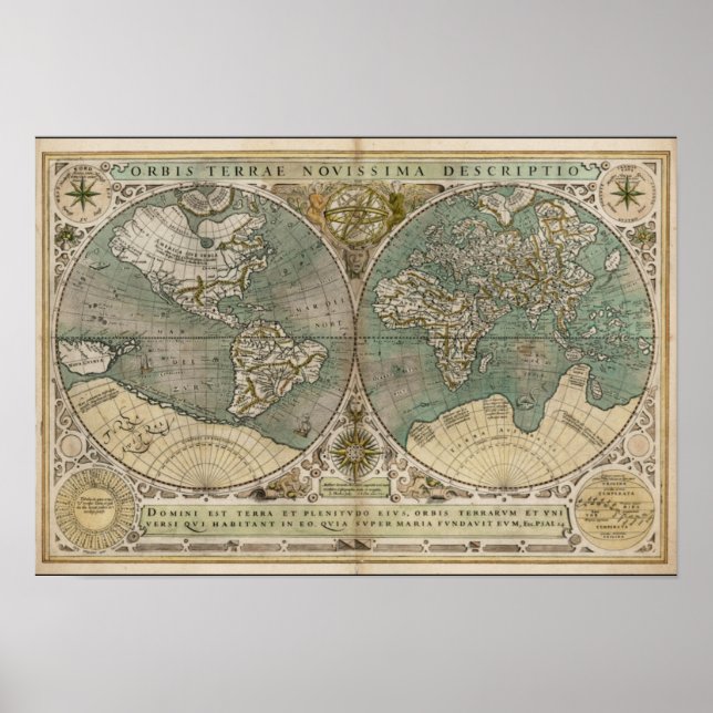 Old Map of the World 1700 Poster (Front)
