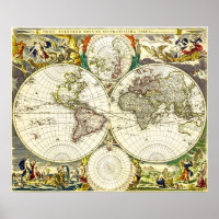 Old map of the world by Nicolaes Visscher