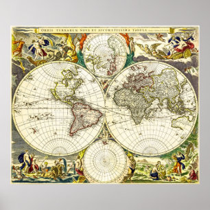 Old map of the world by Nicolaes Visscher Poster
