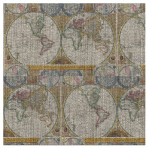 Old Map of the World Fabric
