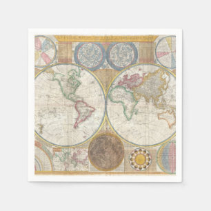 Old Map of the World Napkin