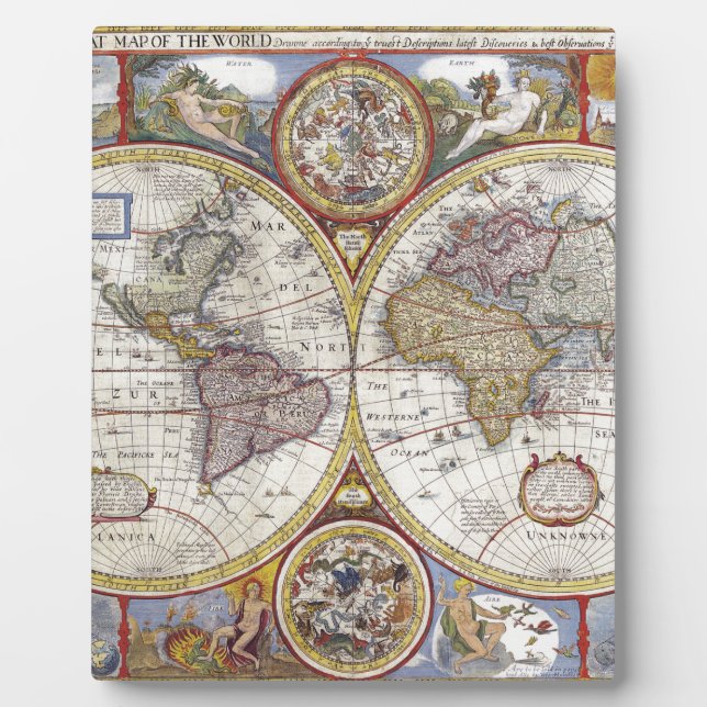 Old Map of the World Plaque (Front)