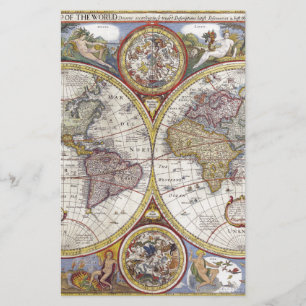 Old Map of the World Stationery