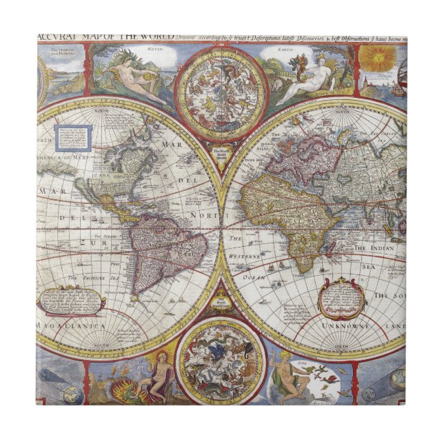 Old Map of the World Tile (Front)