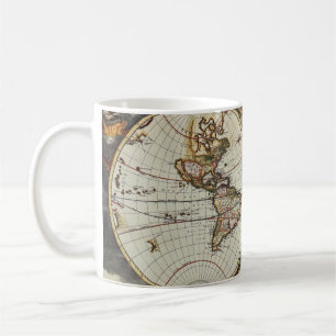 Old map of world hemispheres. Created by Frederick Coffee Mug