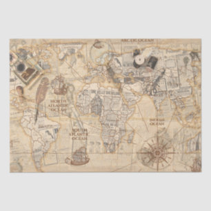 old map tissue paper