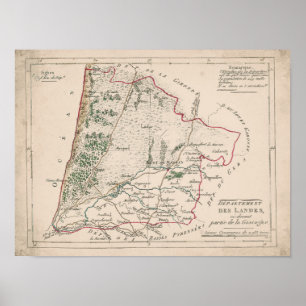 Old Map - Vintage - Department of Landes Poster