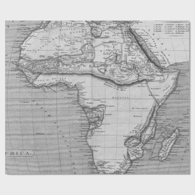 Old Maps Black and White Wrapping Paper (Flat)