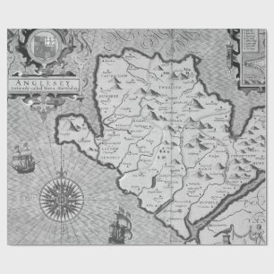 Old Maps Black and White Wrapping Paper