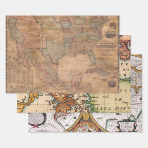 Old Maps Flat Sheet Wrapping Paper Gift Wrap