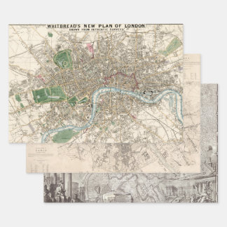 Old Maps London Paris Rome Great Cities Wrapping Paper Sheet