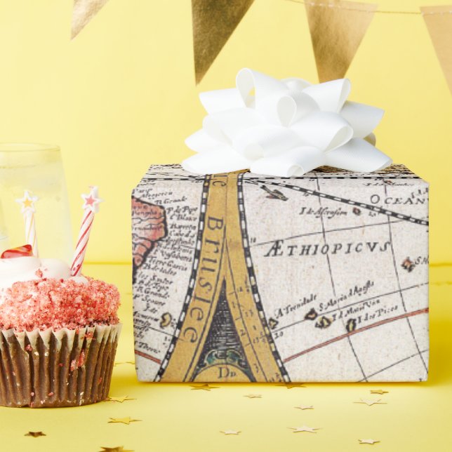 Old Maps Pattern Wrapping Paper (Birthday Party)