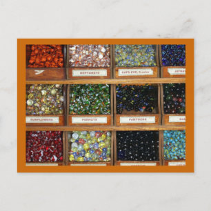 old marbles in boxes postcard
