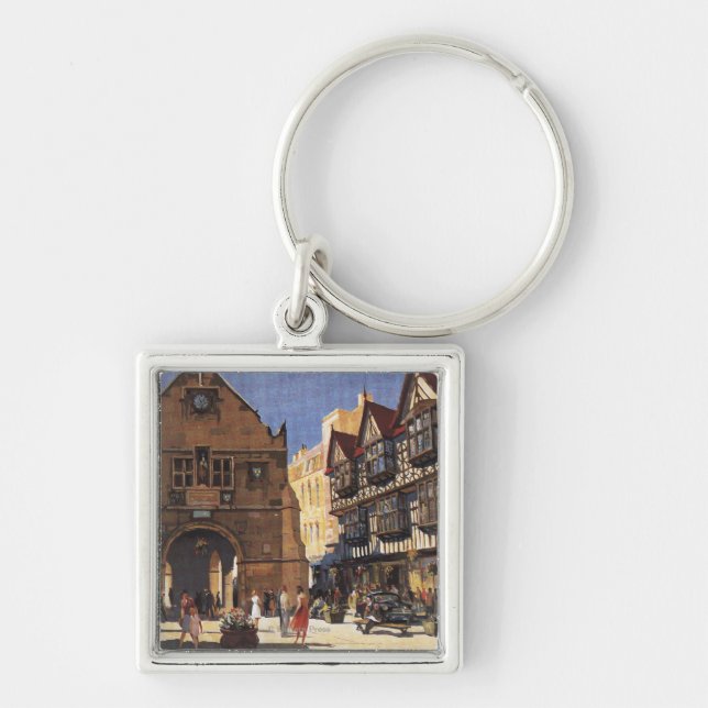 Old Market Hall View British Railways Poster Key Ring (Front)