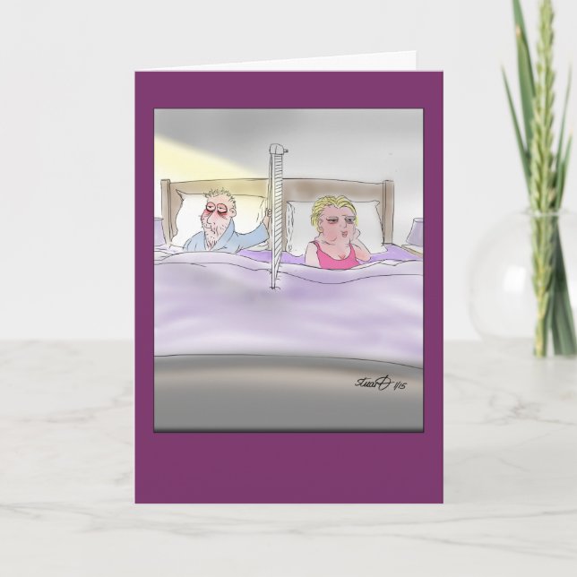 Old married couple in bed funny greeting card (Front)