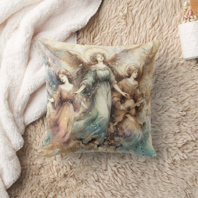Old Master Style Angels Art Throw Pillow (Blanket)