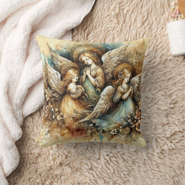 Old Master Style Angels Art Throw Pillow (Blanket)