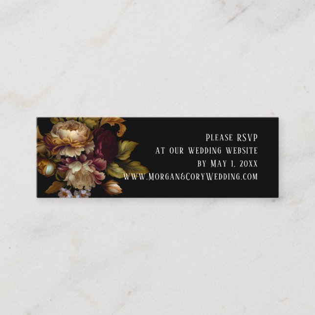 Old Masters Painting Look Wedding Website RSVP  Mini Business Card (Front)