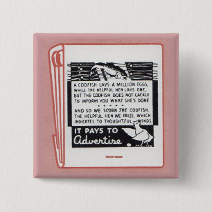 old matchbook cover It Pays to Advertise 15 Cm Square Badge