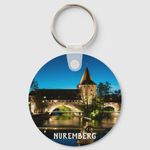 Old mediaeval bridge at night in Nuremberg Key Ring