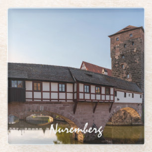 Old mediaeval bridge in Nuremberg, Germany Glass Coaster