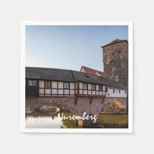 Old mediaeval bridge in Nuremberg, Germany Napkin