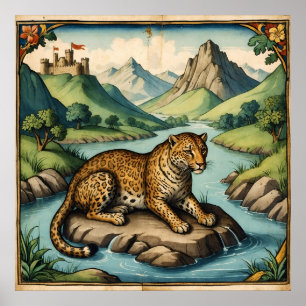 Old Mediaeval Leopard in Nature Art Poster