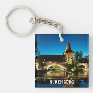 Old medieval bridge at night in Nuremberg Key Ring