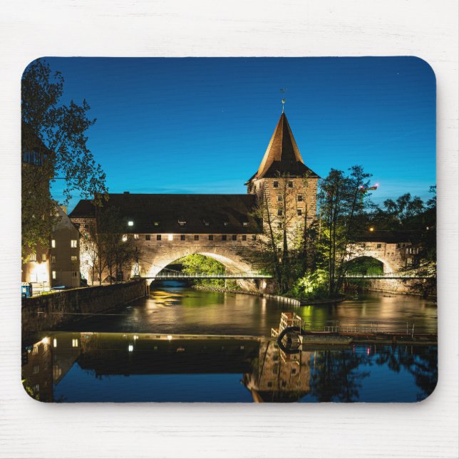 Old medieval bridge at night in Nuremberg Mouse Pad (Front)
