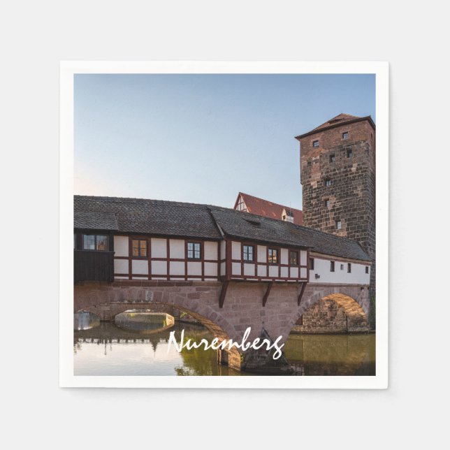 Old medieval bridge in Nuremberg, Germany Napkin (Front)